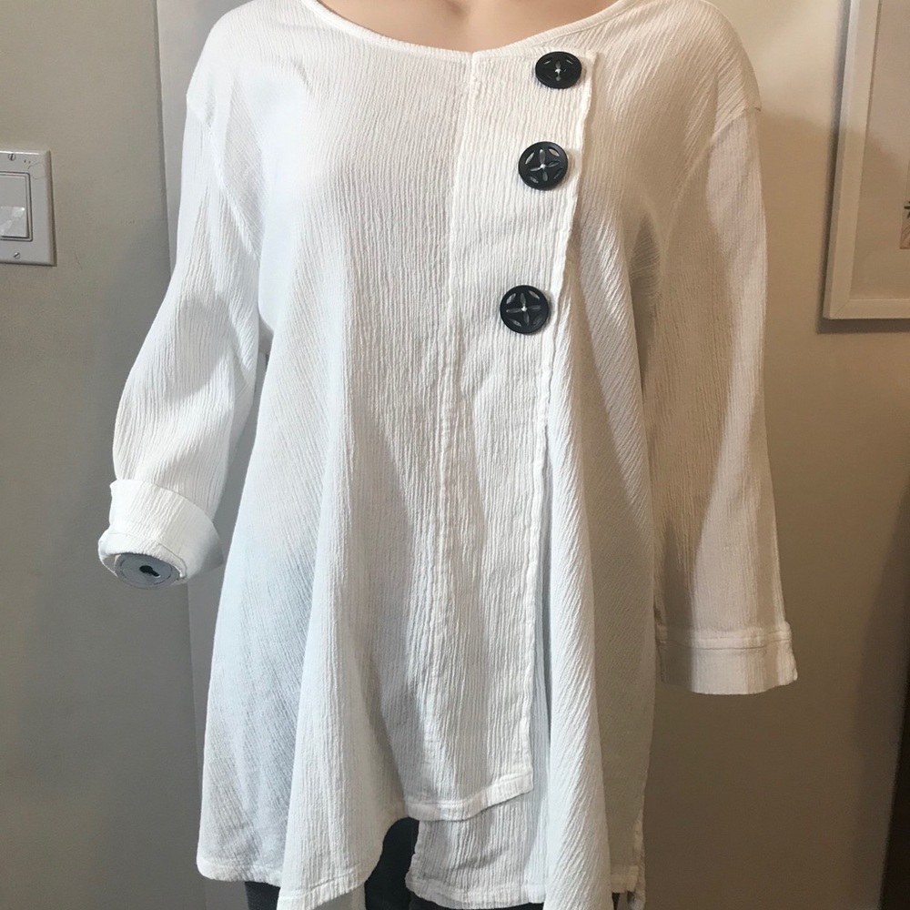 Focus Casual Life White 3/4 Sleeve Blouse Large